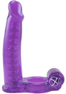 Double Penetrator Vibrating Cock Ring With Bendable Dildo -...