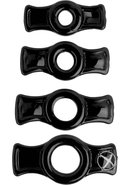 Titanmen Stretch-to-fit Cock Rings (4 Piece Kit) - Black
