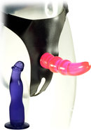Me You Us Double Tip Strap On With Two Dildos - Pink/purple