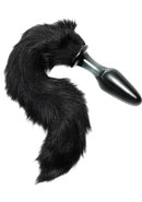 Tailz Midnight Fox Glass Butt Plug With Tail - Black