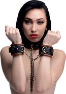 Master Series Coax Collar To Wrist Restraints - Brown