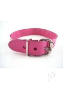 Rouge O Ring Studded Adjustable Leather Collar - Pink