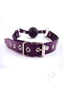 Rouge Leather Adjustable Ball Gag - Purple And Black