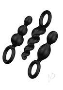 Satisfyer Booty Call Silicone Textured Anal Plugs Black 3...