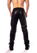 Prowler Red Leather Joggers - Small - Black/red