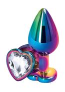Rear Assets Multicolor Heart Anal Plug - Medium - Clear