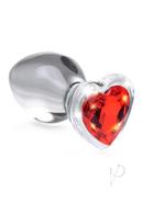 Booty Sparks Red Heart Gem Glass Anal Plug - Large -...
