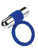 Zolo Rechargeable Vibrating Silicone Cock Ring - Navy/silver