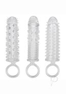 Textured Extension Set Penis Sleeves (3 Piece) - Clear
