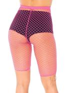 Leg Avenue Industrial Net Biker Shorts - O/s - Neon Pink