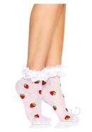 Leg Avenue Strawberry Polka Dot Ruffle Top Anklets - O/s -...