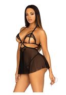 Leg Avenue Open Cup Eyelash Lace And Mesh Babydoll With...