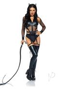 Leg Avenue Criminal Kitty Cut-out Zip Up Bodysuit With Snap...