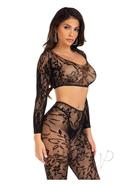 Leg Avenue Seamless Chantilly Lace Crop Top And Footless...